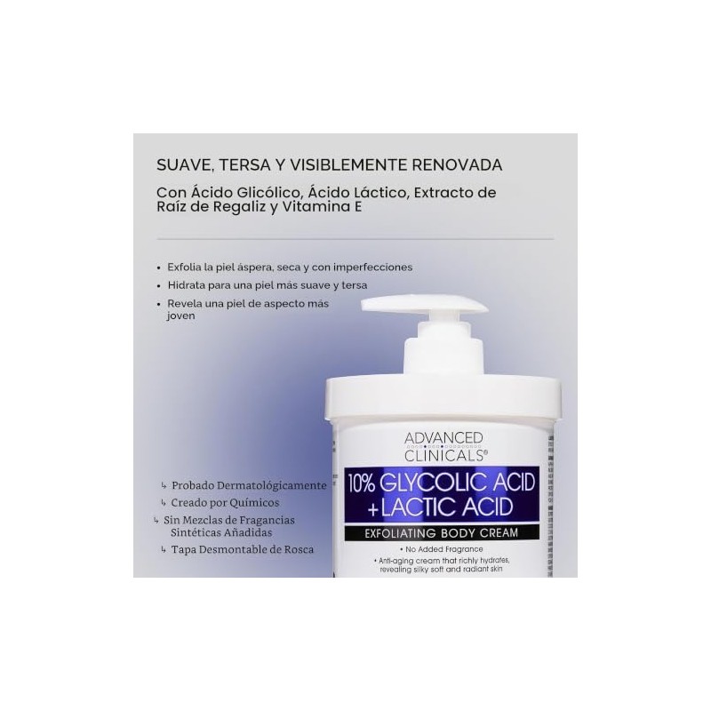 Advanced Clinicals- Loción corporal exfoliante con retinol + 10% de