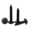 FandWay Phillips Pan Head With Washer Self-Tapping Screws,Black Carbon Steel