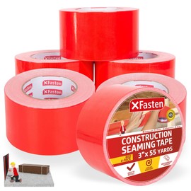 XFasten Construction Seaming Tape Red 3”x55Yds (6-Pack, 990Feet Total) Sheathing Tape for Epoxy Resin Tape, Waterproof Crawlspace Vapor Barrier Tape, House Wrap Construction Tape, Foam Board Tape