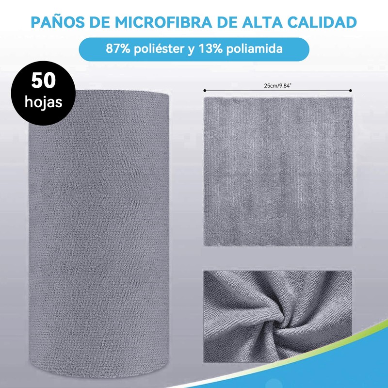 UOUOU Rollo de Toallas de Microfibra, Paquete de 50, Rollo