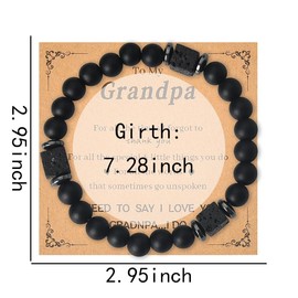 Grandfather Grandpa Gifts from Granddaughter Grandson Grandpa Bead Bracelet for Men Granddad Fathers Day Birthday Gifts for Men Black Beaded Bracelets for Papa I Love You Granddad Gift