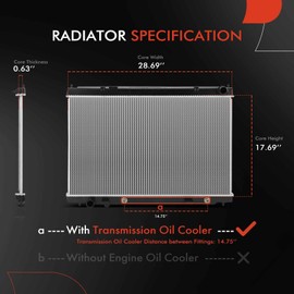 A-Premium Engine Coolant Radiator Assembly with Transmission Oil Cooler Compatible with Infiniti M35 2009-2010 3.5L, M45 2006-2010 4.5L, Automatic Transmission