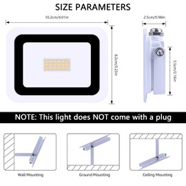 Ultra-Thin MIWAT LED Flood Light Spotlight Led Search Lamp 220V Floodlights for Outdoor Garden Street Square (Warm White-2700K, 20W)