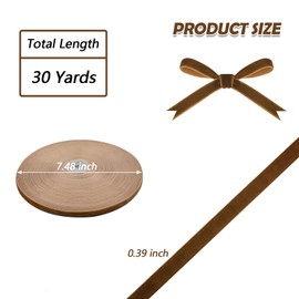 BokingOne Vintage Khaki Velvet Ribbon, 3/8 Inch X 30Yds Single Face Velvet Ribbon for Gift Wrapping, Christmas Wrapping Bows, Wedding Decor, Home Decorating, DIY Crafts Decor