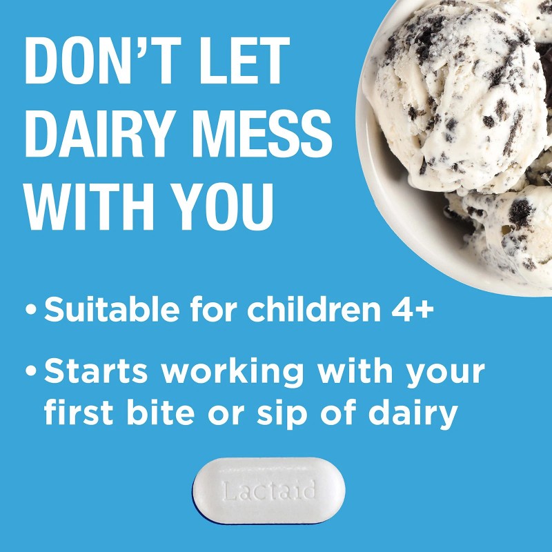 Lactaid Original Strength Lactose Intolerance Relief Caplets with Natural