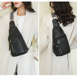 YUSSUNSNY PU Leather Sling Bag for Women Crossboday Bags Small Fanny Pack, Black