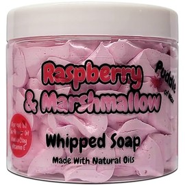 Raspberry & Marshmallow Whipped Soap Body Wash - 150g - Natural Oils & Kaolin Clay - Fruity Scent - Vegan Friendly - Puddle of Wax - Made in the UK