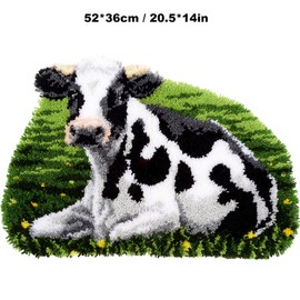 Buyecity Latch Hook Rug Kits for Adults, Animal Cow Pattern, 20.5"x14", PZD-712