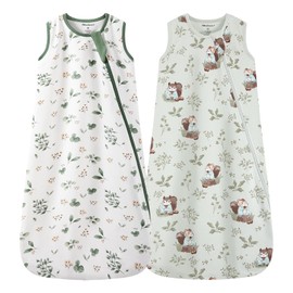 Mosebears 0.5 Tog Baby Sleeping Bag - Cotton Summer Sleep Sack for Newborns, Boys & Girls(Animal&Plant,L(12-18 Months))