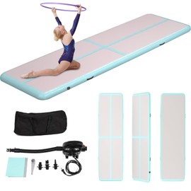 10ft Inflatable Air Tumbling Gymnastics Mat,4 inches Thick 3.3ft Wide Gymnastics Mat for Home Use/Training/Cheerleading/Water Yoga with Electric Air Pump