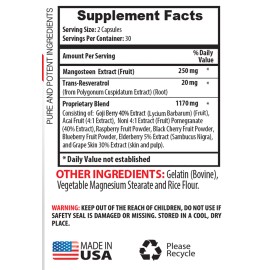 LIFE NUTRITION mangosteen cleanse - Mangosteen Complex 1440mg - cardiovascular health 1 Bottle