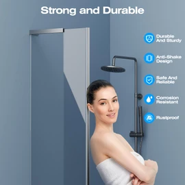 Heavy Duty Fixed Glass Clamp Support Bracket for Frameless Shower Doors,Reliably 304 Stainless Steel Stabilizing Bar for 6-12mm Glass Panels,No-Drill Installation, Brushed Finish