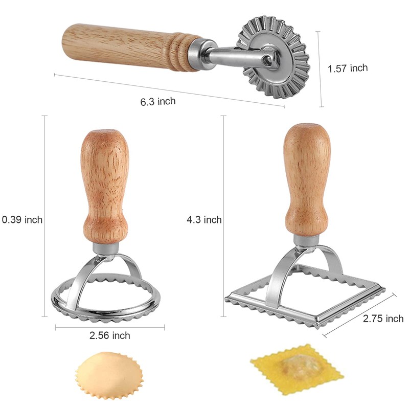 Ravioli Maker Stamp Cutter with Roller Wheel Set, Pasta Maker