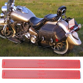 EMSea 2Pcs Motorcycle Reflector E-Mark Certification Safety Reflective Sticker Accessories for Car Motorcycle Trucks 166x20x6mm Red