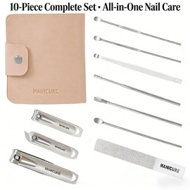 Nail Clippers Manicure Pedicure Kit: 10-in-1 Manicure & Pedicure Tools with PU Case - Portable Stainless Steel Nail Care Set for Home Travel - Gifts for Men Women Christmas Birthday Valentine's Day