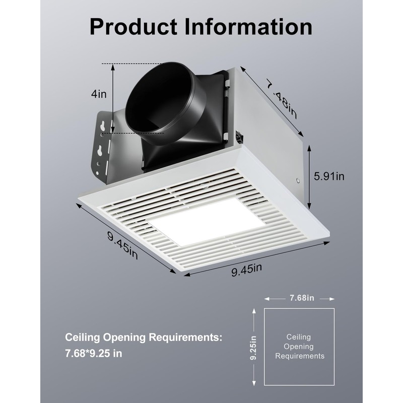 GROWNEER Bathroom Exhaust Fan with Light, 110 CFM 1.0 Sone