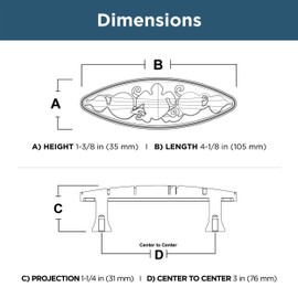 Franklin Brass Seaside Cottage (5-Pack) Cabinet Handles 3" Hole Center Pulls | Brushed Satin Pewter Hardware Kitchen Door, Drawers, Dressers, Furniture PBF663-BSP-C1
