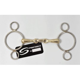 S-Products CONTINENTAL THREE 2 RING SNAFFLE GERMAN SILVER LOZENGE HORSE DUTCH BIT TWO GAG (6.0")