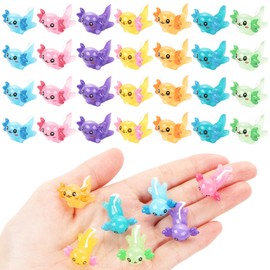 HOMICO 28PCS Mini Resin Axolot Mini Animals Figures Tiny Animals Axolotl Toys Ornament for Axolotl Party Favors DIY Garden Dollhouse Potted Plants Decoration