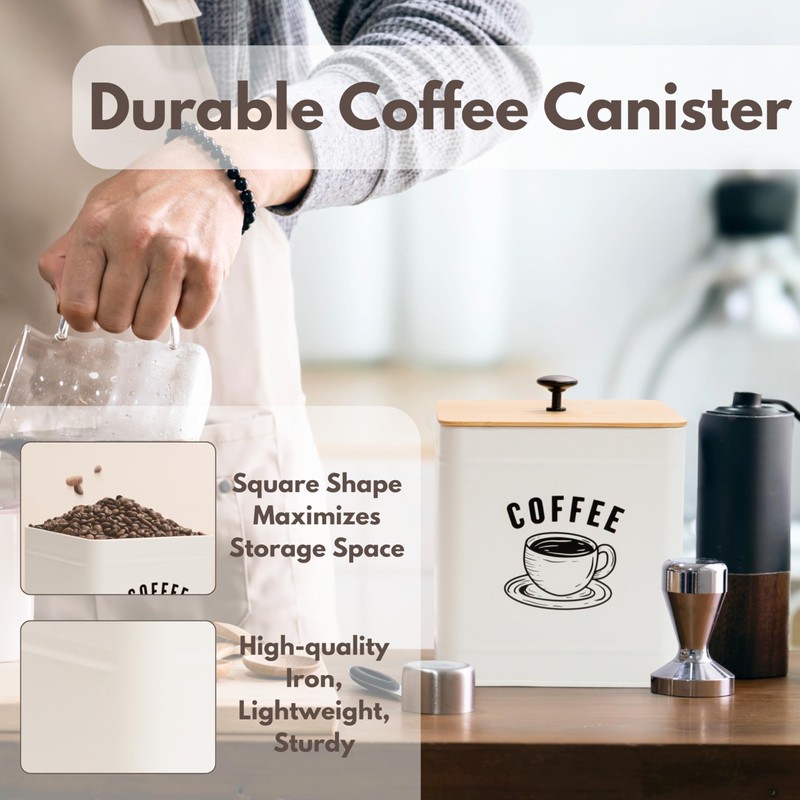 PERFNIQUE Coffee Canister, Airtight Coffee Bean Storage Container, Café Grounds