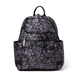 Securtex® Anti-theft Vacation Travel Backpack 10x13" Slash-Resistant Nylon Daypack w/RFID, Black Hydrangea