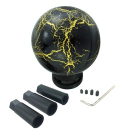 Arenbel Car Racing Round Gear Shifter Grip Speed Handle Marble Ball Shape Stick Lever Shift Head Knob Fit Regular Auto Manual Transmissions, Black