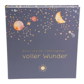 goldbuch 50 497 Baby Diary Full of Wonders Space Blue, Memory Album with 100 Illustrated Pages, Cover with Gold Embossing and Night Sky Motif, Baby Album Approx. 24.5 x 22.5 x 3.5 cm