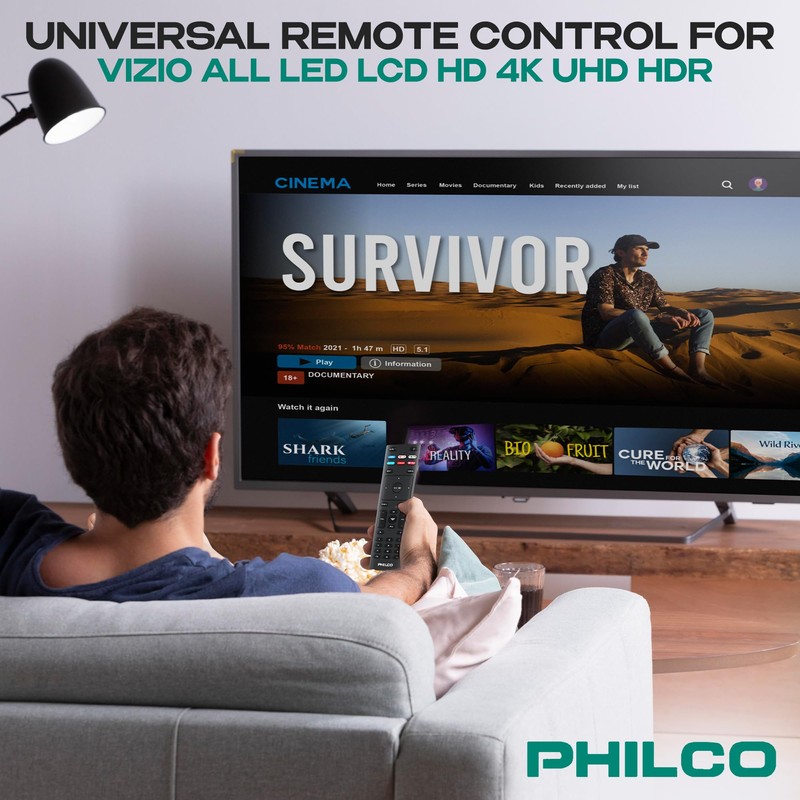 PHILCO Universal Remote Control for VIZIO Smart TV, XRT140 XRT136