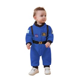LXKIKMM - Disfraz de astronauta para bebé, traje espacial, disfraz de fiesta de cosplay, overol de Halloween, Azul, 2-3 Años