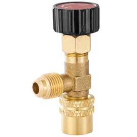 R410 Refrigerant Charging Valve, Safety Flow Control Ball Valve, Brass Low Loss HVAC Fittings for R410 AC Manifold, Mini Split Air Conditioner Tool (5/16'' Male x 5/16'' Female)