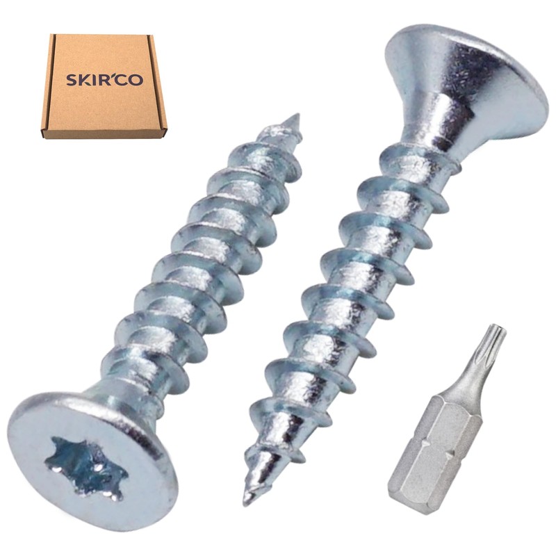 SKIR'CO (300 pcs) Zinc Plated Steel Wood Screws 3.5 x