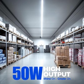 Barrina T8 LED Shop Lights 5FT, 50W 6500LM 6500K, Clear Cover, Garage Lights Ceiling, V-Shape Light Fixture, Work Shop LED Light for Garage, Warehouse, Basement, ETL Listed, 10 Packs