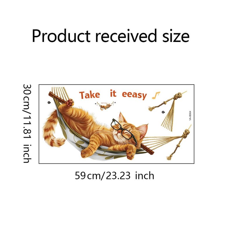 Cute Cat in Hammock Wall Sticker PVC Cartoon Home Decoration