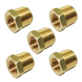 1/4" x 1/8" NPT Reducer Adapter Brass Hex Bushing, Reducing Pipe Fitting 5pcs