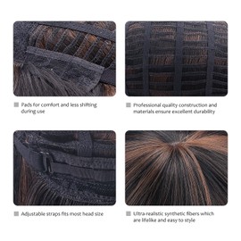 Silky Long Straight Synthetic Wig with Bangs Natural Medium Brown Full Wig for Women Daily Cosplay Party