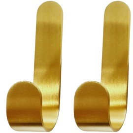 Brass Brass Wall Hanging Hooks, No Drilling, Set of 2 (Large)