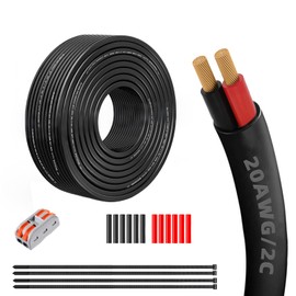 20 Gauge 100% Pure Copper 2 Conductor 20/2 Flexible Low Voltage 12 Volt Electrical Wire 30FT, UL2464 20AWG 2 Core Electrical Cable for Automotive, Marine,Boat,LED Lighting, Garden Lighting,etc