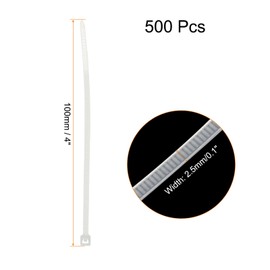 uxcell 4 Inch White Zip Ties, 500 Pcs Cable Ties Nylon Strip Zip Wire Cable Heavy Duty Tie Fastener Off for Outdoor Use Garden