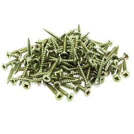 Yellow Small Steel Countersunk Wood Screws - Chipboard Screws Pack of 100 (2.5mm x 12mm)