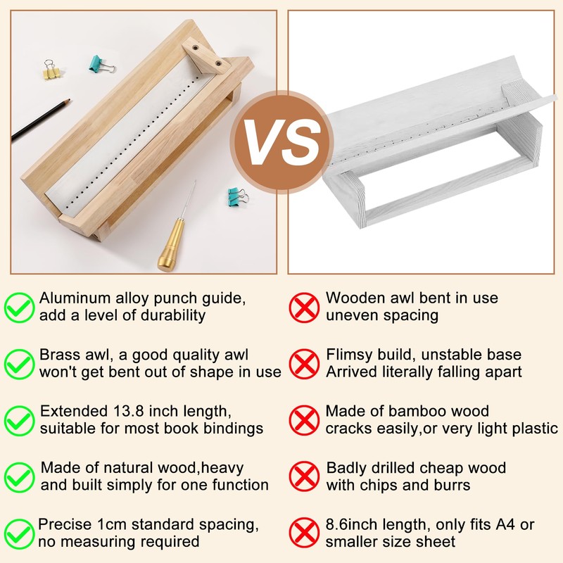 Bookbinding Punching Cradle with Aluminum Piercing Guide, with an Awl