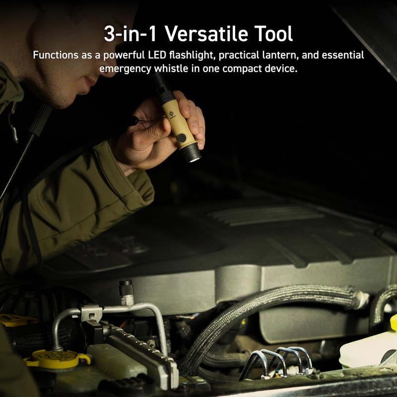 NESTOUT 3-in-1 Flashlight, Lantern & Whistle, IP44 Water-Resistant, Dust-Resistant, AAA