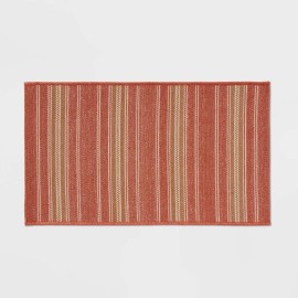 Threshold 20" x 34" Woven Kitchen Rug Dark Orange Stripe #C691