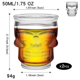 eispap Skull Shot Glasses 50ml Shot Glasses Set Freezer Safe Shot Glasses for Skull Gifts or Skull Ornament Skull Shot Glass Design Skull Glass Set (2)