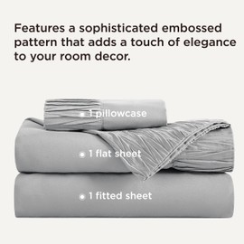 Bedsure Twin Sheets Set - 3 Pieces Soft Twin Bed Sheets - Breathable & Cooling - Hotel Luxury - Easy Care Polyester Microfiber Bedding for Women, Men, Grey