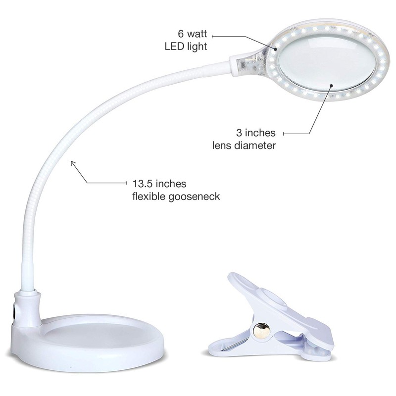 Brightech LightView Pro Flex 2 in 1 Magnifying Desk Lamp,