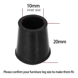 Zinkebol 4 PCS Black Round Rubber Chair Leg Caps Tips, Vinyl Rubber End Kits, Soft Touch Table Feet Cover, Anti Slip Floor Protector, 3/8 inch (10mm)