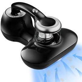 Hersven Mattress Vacuum Cleaner, UV Bed Vacuum Cleaner 15KPa Handheld Vacuum Upgraded Effectively Clean Up Bed, Pillows, Cloth Sofas, Carpets and Ther Fabric Surfaces - Black