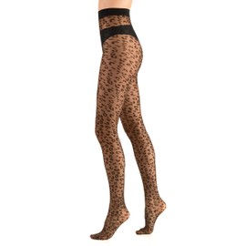 OVISSA Patterned Tights For Women Ladies 20 Denier Italian Resistant Soft Stretchy Breathable Elastic Solid Leopard Print Black