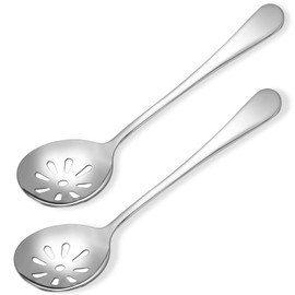 2 Pcs Serving Spoons Slotted Spoon Soup Slotted Serving Spoon Stainless Steel Slotted Spoons for Kitchen Home Restaurants(Silver)
