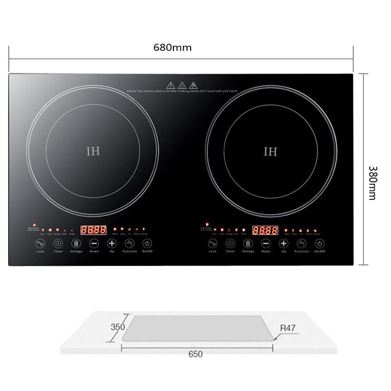 DYRABREST Electric Dual Induction Cooktop,Countertop Double Burner with Adjustable Temperature-Portable